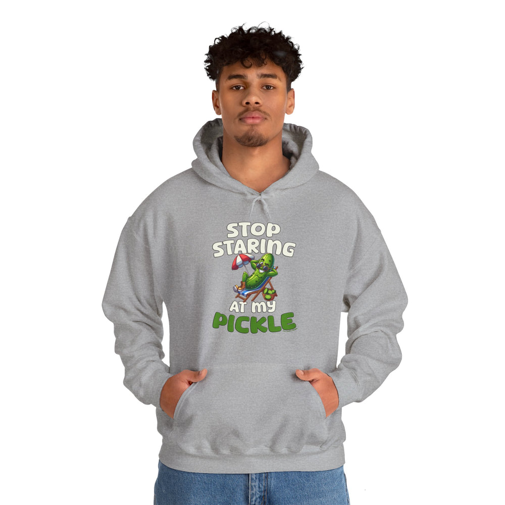 Stop Staring At My Pickle Hooded Sweatshirt