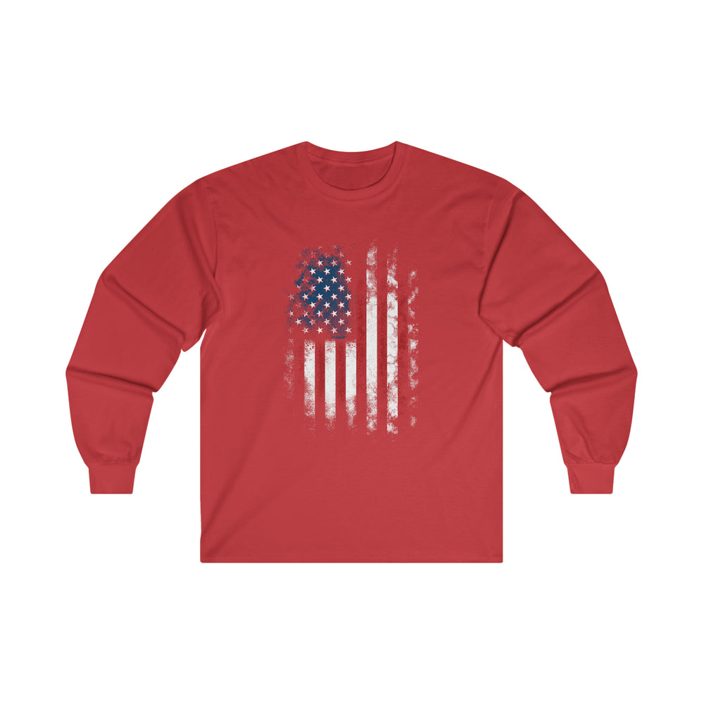 Distressed American Flag Long Sleeve Tee