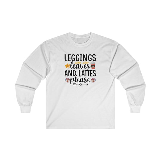 Leggings Leaves and Lattes Please Long Sleeve Tee