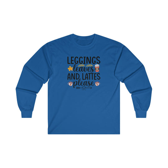 Leggings Leaves and Lattes Please Long Sleeve Tee