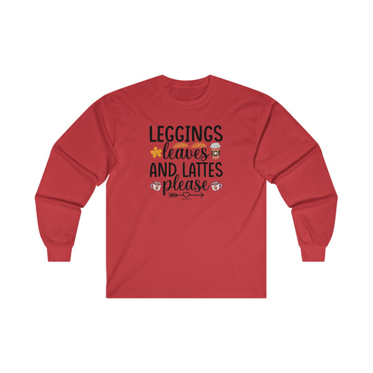 Leggings Leaves and Lattes Please Long Sleeve Tee