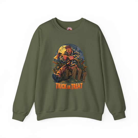 Axe Wielding Zombie Trick or Treat Crewneck Sweatshirt