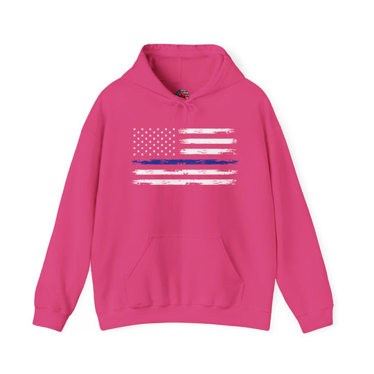 Thin Blue Line American Flag Hooded Sweatshirt