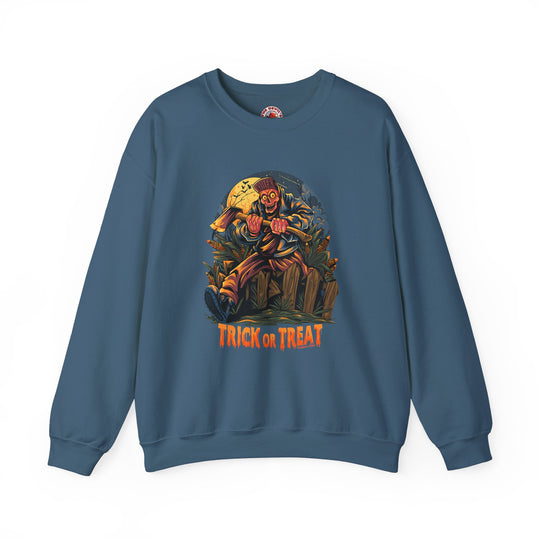 Axe Wielding Zombie Trick or Treat Crewneck Sweatshirt