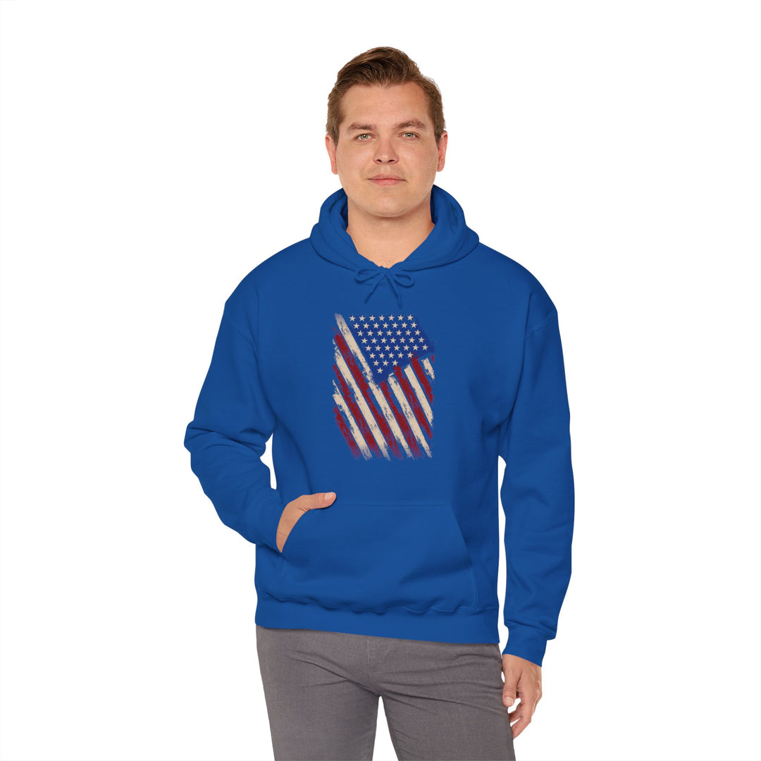 Distressed American Flag Hooded Sweatshirt