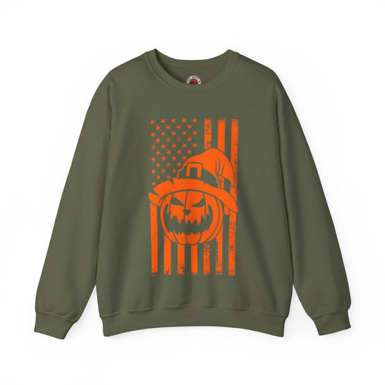 Pumpkin American Flag Crewneck Sweatshirt