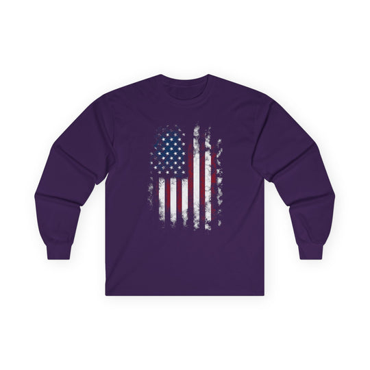 Distressed American Flag Long Sleeve Tee