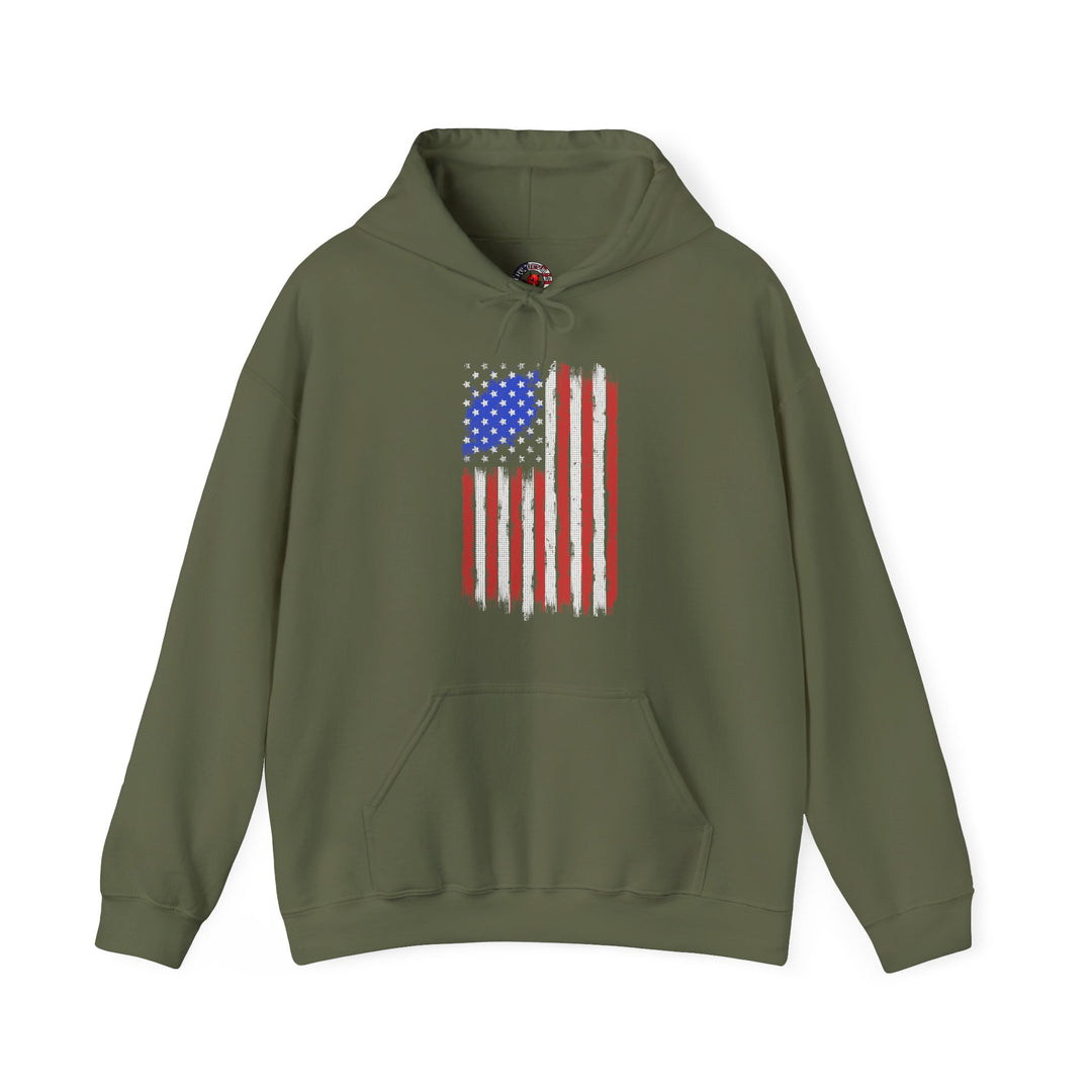 Tattered American Flag Hooded Sweatshirt