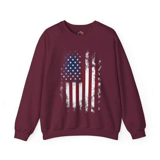 Distressed American Flag Crewneck Sweatshirt