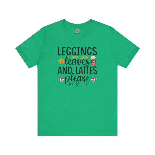 Leggings Leaves and Lattes Please T-Shirt