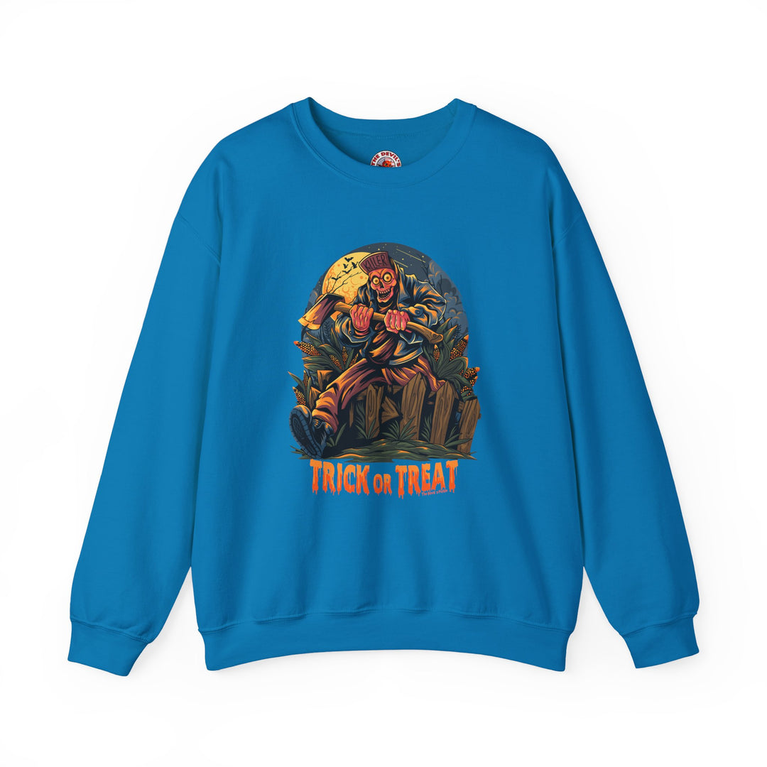 Axe Wielding Zombie Trick or Treat Crewneck Sweatshirt