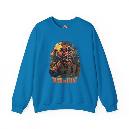 Axe Wielding Zombie Trick or Treat Crewneck Sweatshirt