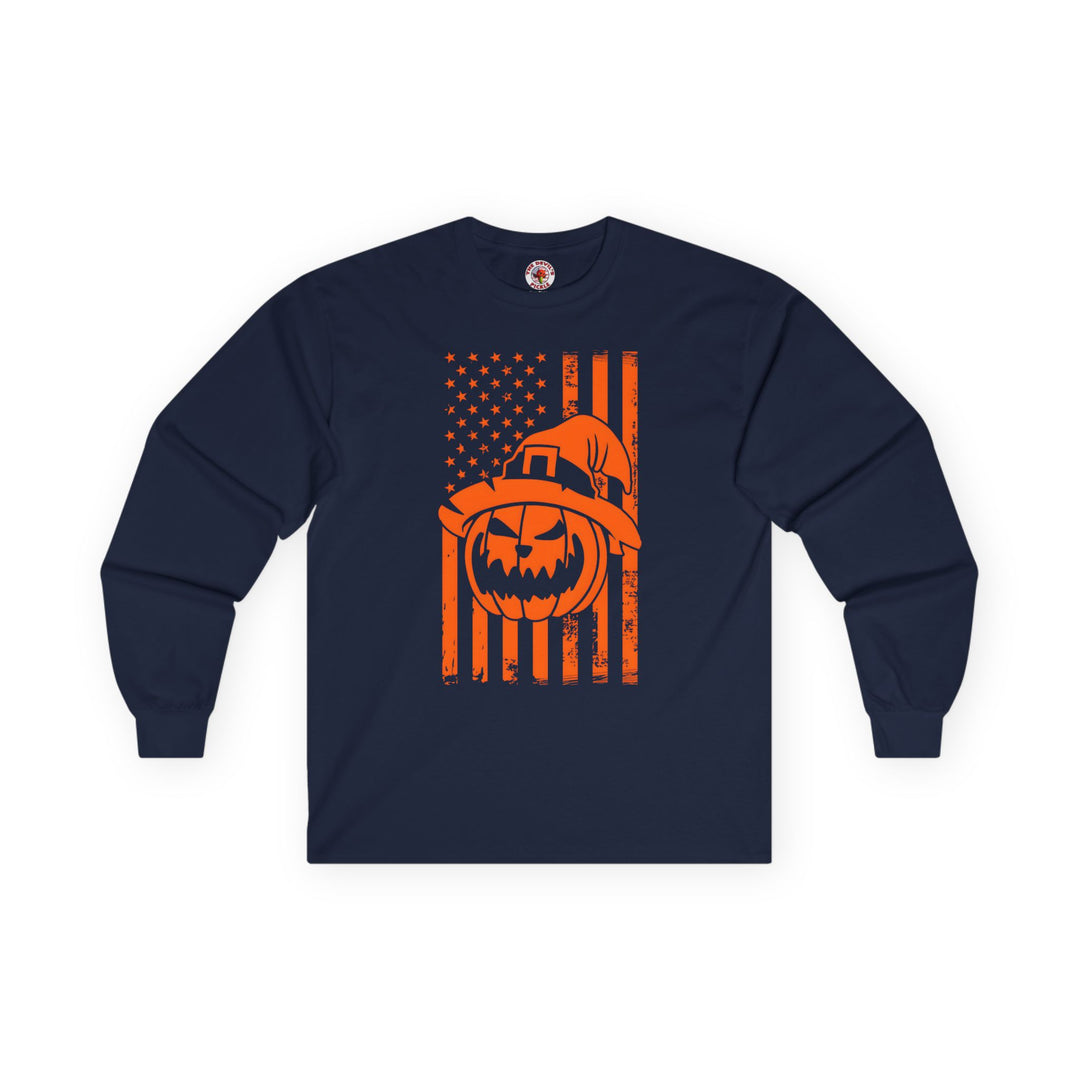 Pumpkin American Flag Long Sleeve Tee