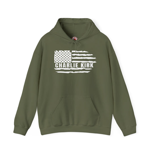 Charlie Kirk Flag Hooded Sweatshirt