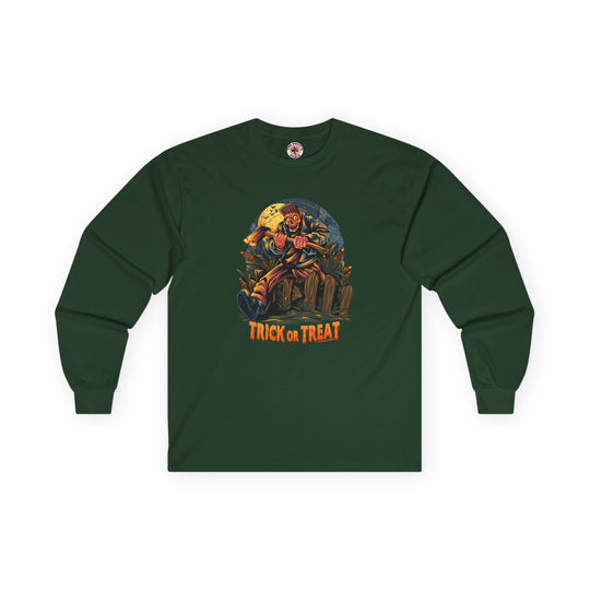 Axe Wielding Zombie Trick or Treat Long Sleeve Tee