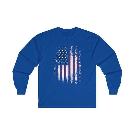 Distressed American Flag Long Sleeve Tee