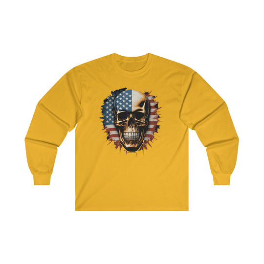 American Flag Skull Long Sleeve Tee