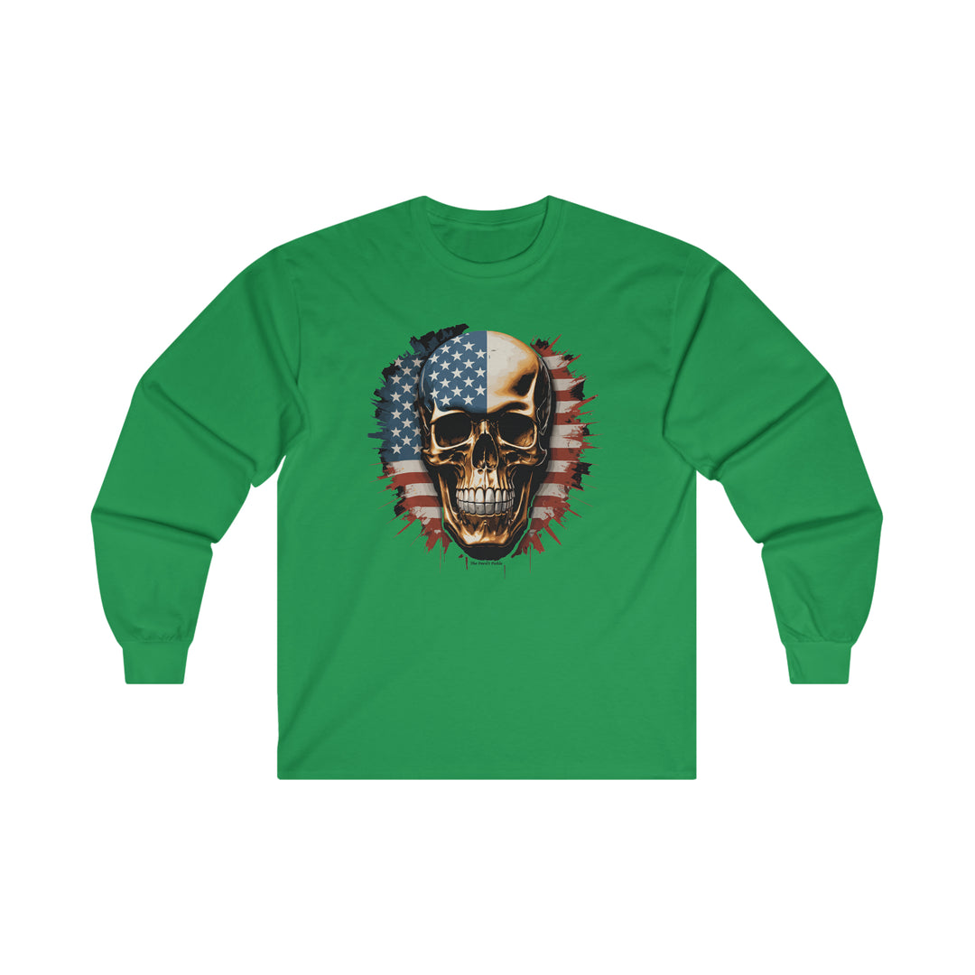 American Flag Skull Long Sleeve Tee