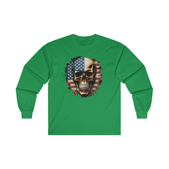 American Flag Skull Long Sleeve Tee