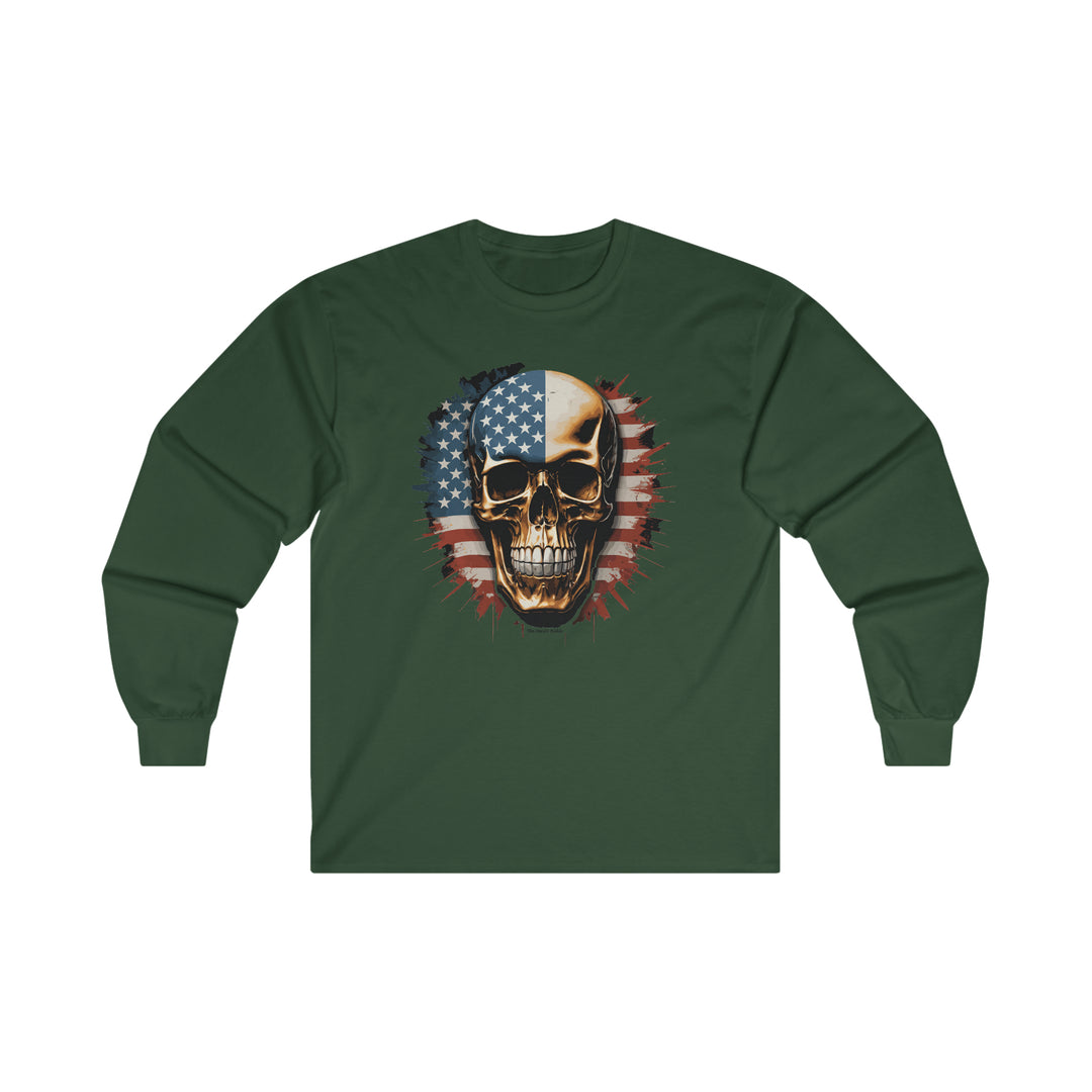 American Flag Skull Long Sleeve Tee