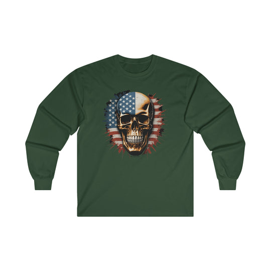 American Flag Skull Long Sleeve Tee