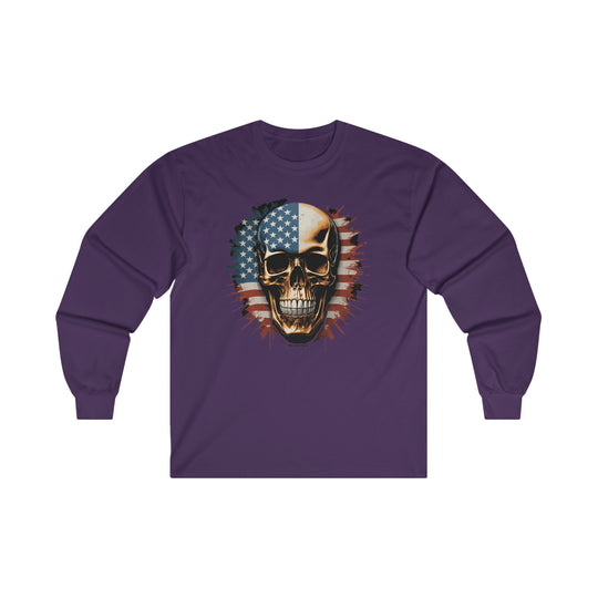 American Flag Skull Long Sleeve Tee