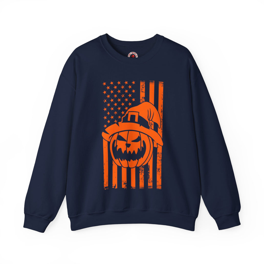 Pumpkin American Flag Crewneck Sweatshirt