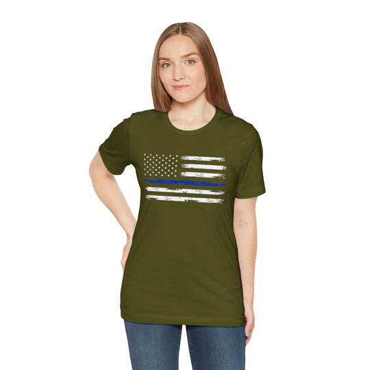 Thin Blue Line American Flag T-Shirt