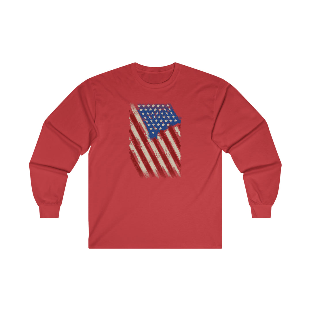 Distressed American Flag Long Sleeve Tee