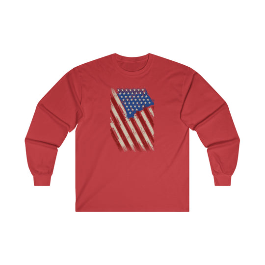 Distressed American Flag Long Sleeve Tee