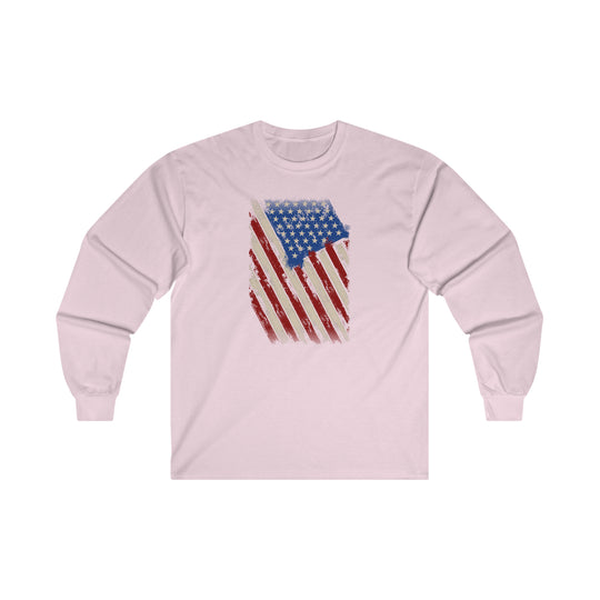 Distressed American Flag Long Sleeve Tee