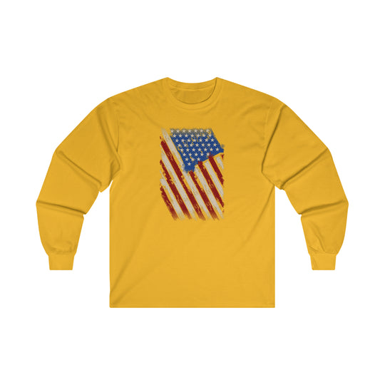 Distressed American Flag Long Sleeve Tee