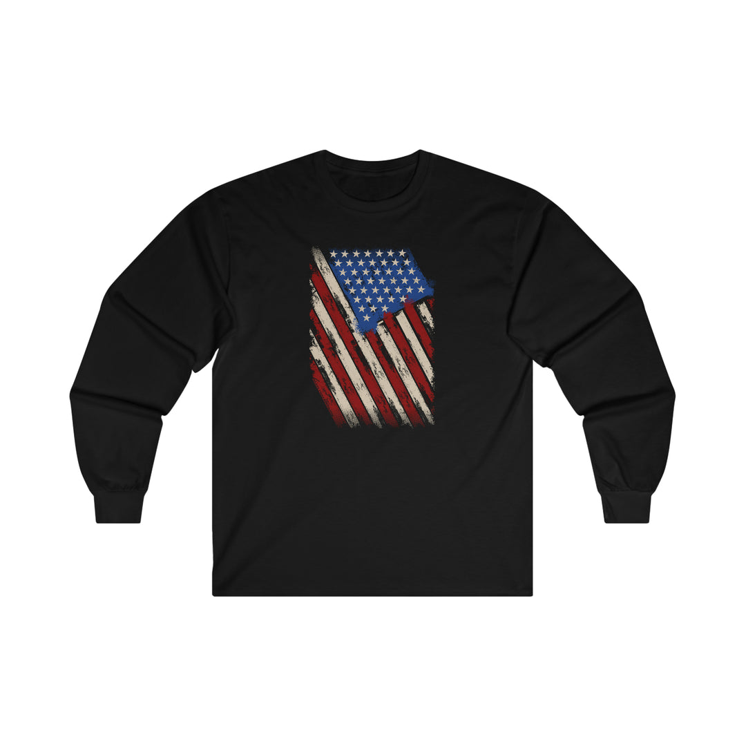 Distressed American Flag Long Sleeve Tee