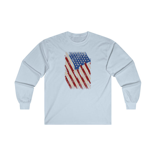 Distressed American Flag Long Sleeve Tee