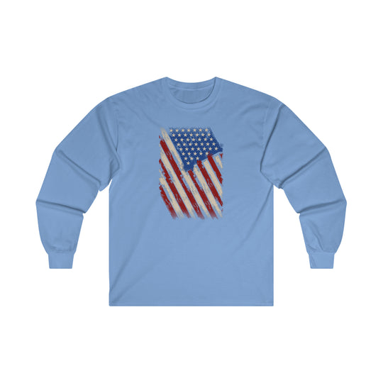 Distressed American Flag Long Sleeve Tee