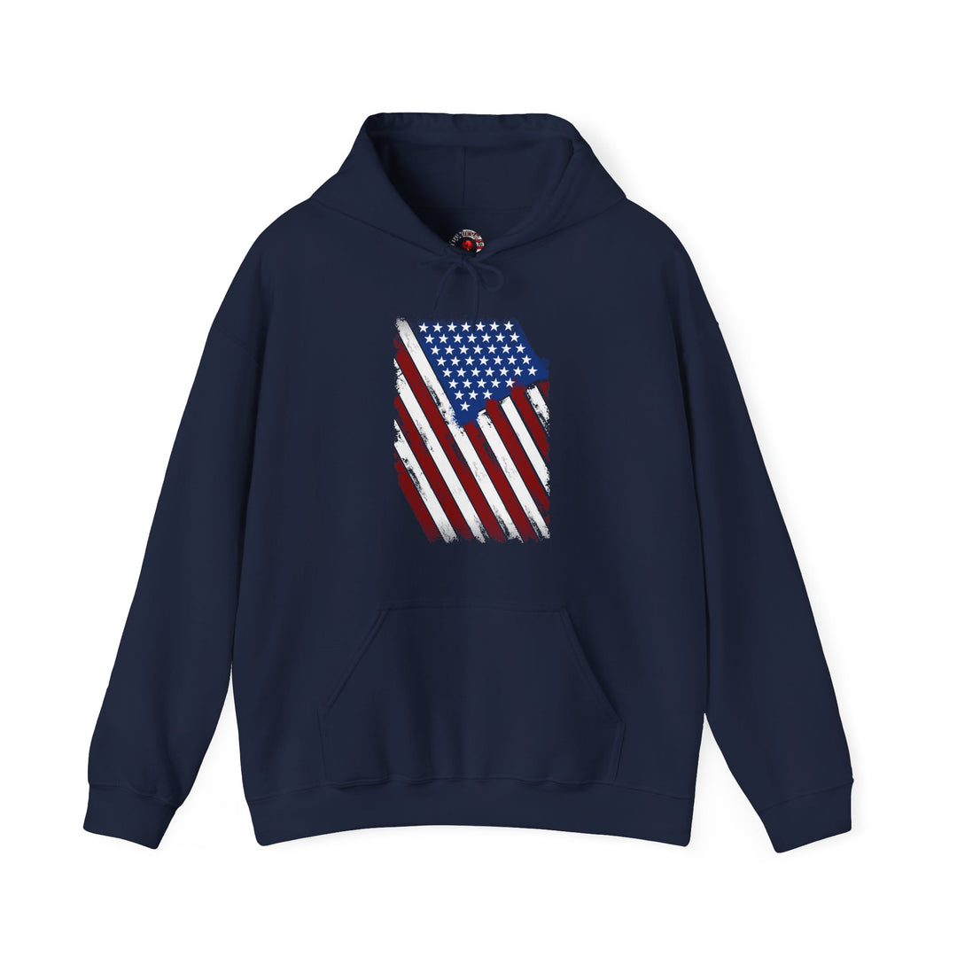 Distressed American Flag Hooded Sweatshirt