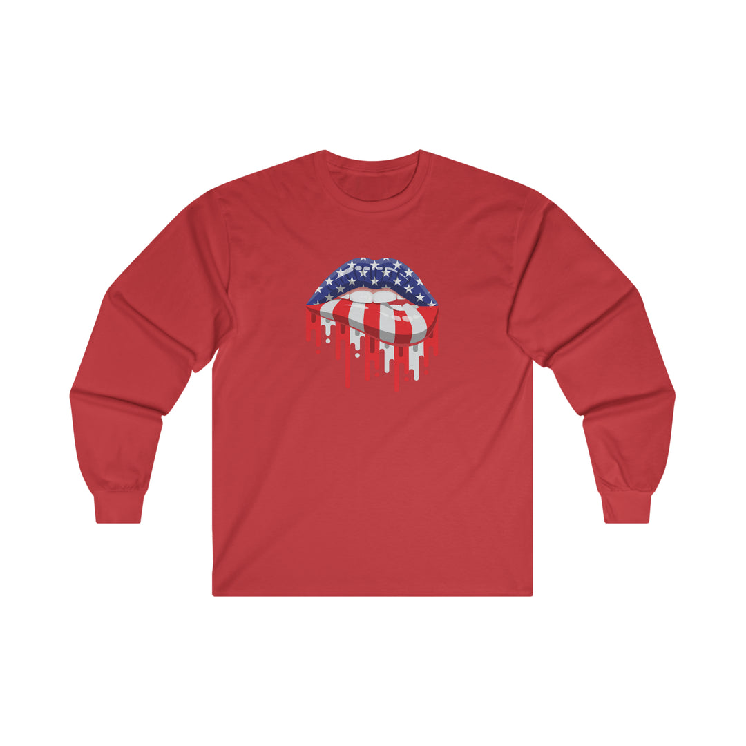 American Flag Lips Long Sleeve Tee