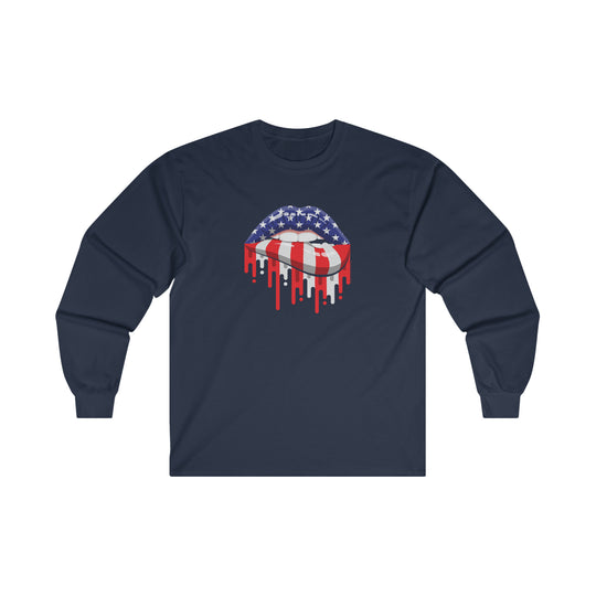 American Flag Lips Long Sleeve Tee