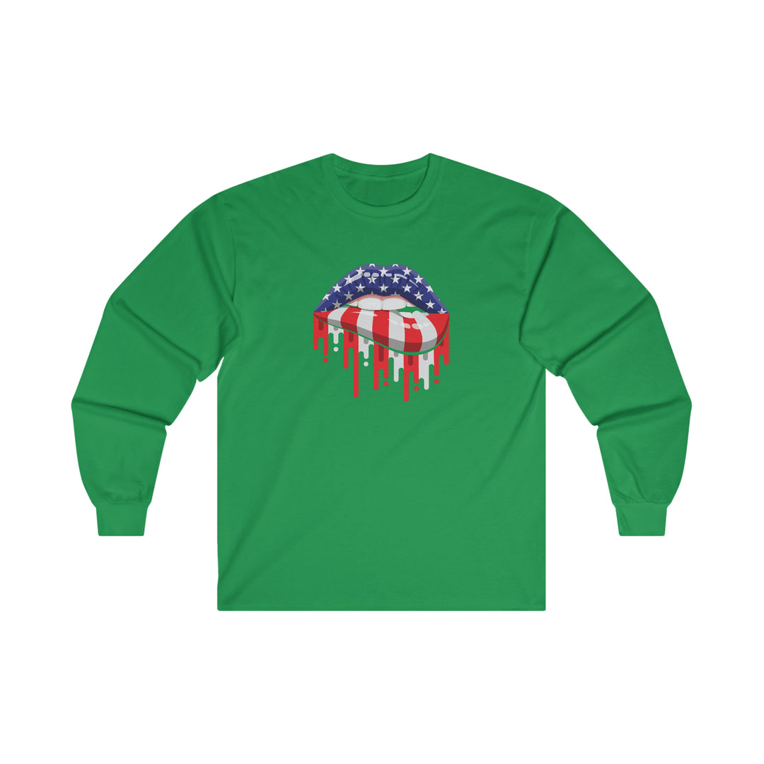 American Flag Lips Long Sleeve Tee