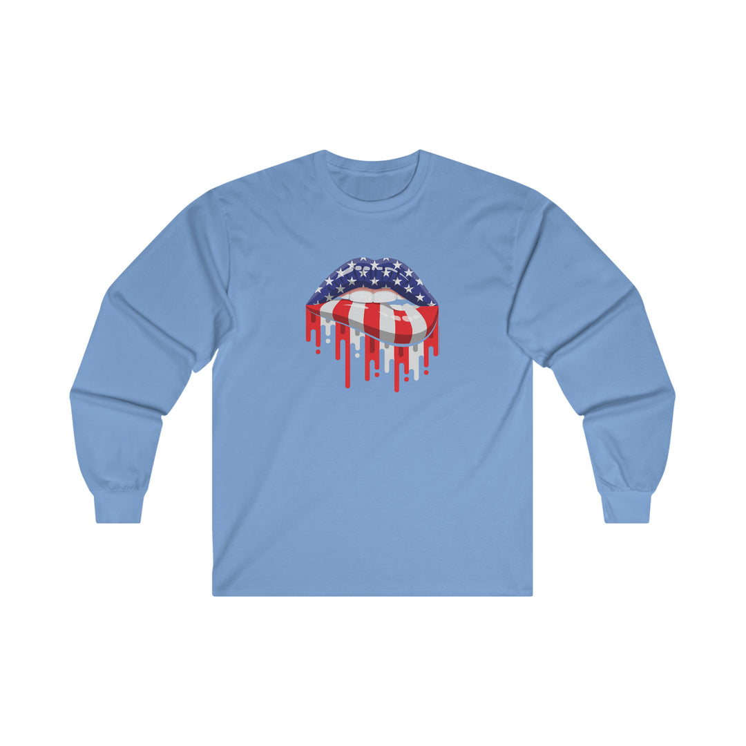 American Flag Lips Long Sleeve Tee