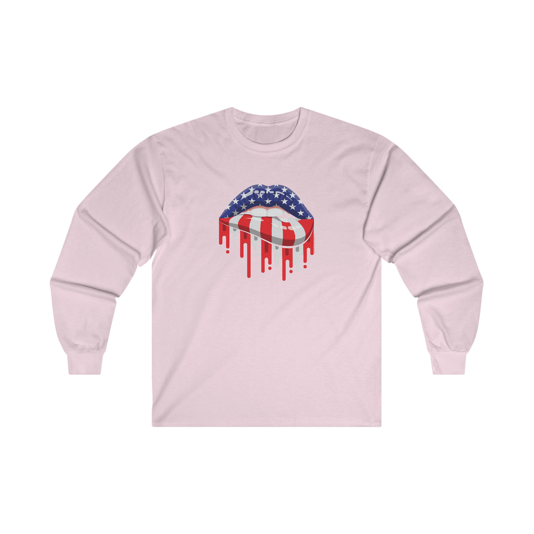 American Flag Lips Long Sleeve Tee