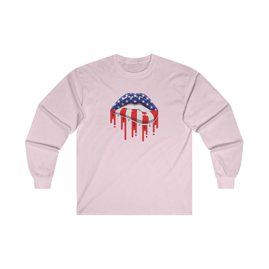 American Flag Lips Long Sleeve Tee