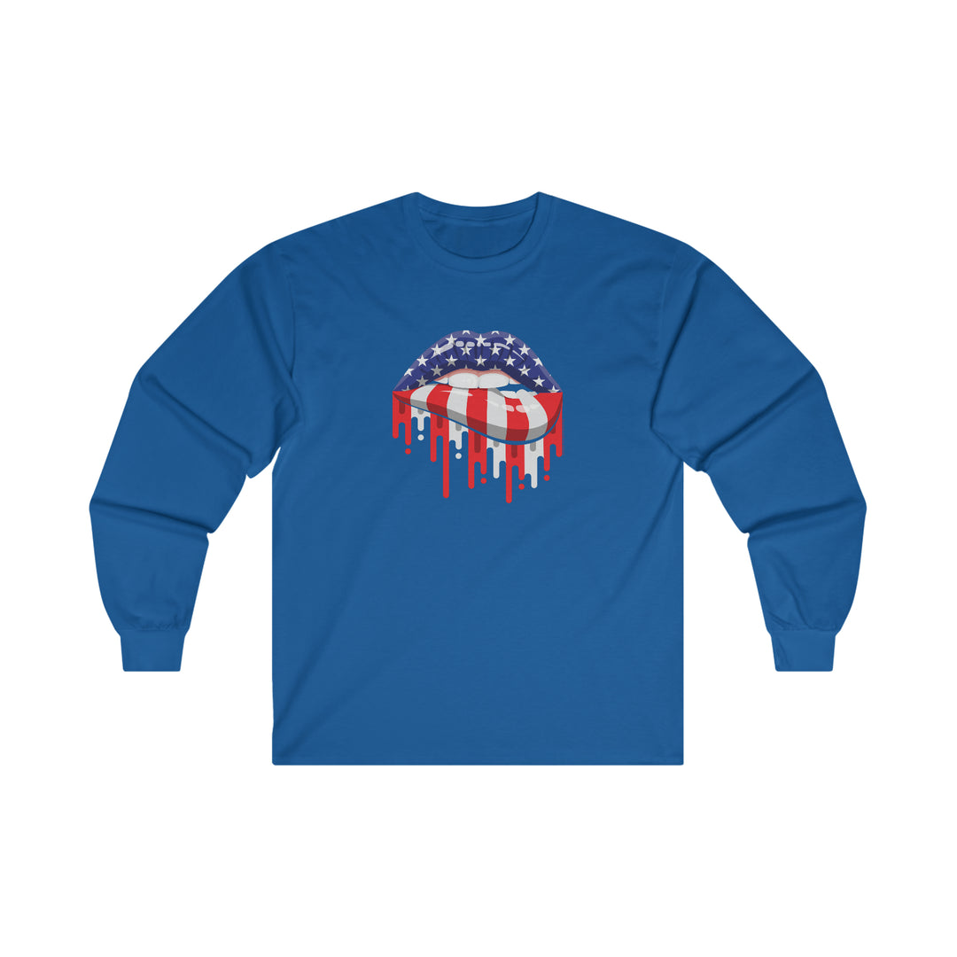 American Flag Lips Long Sleeve Tee