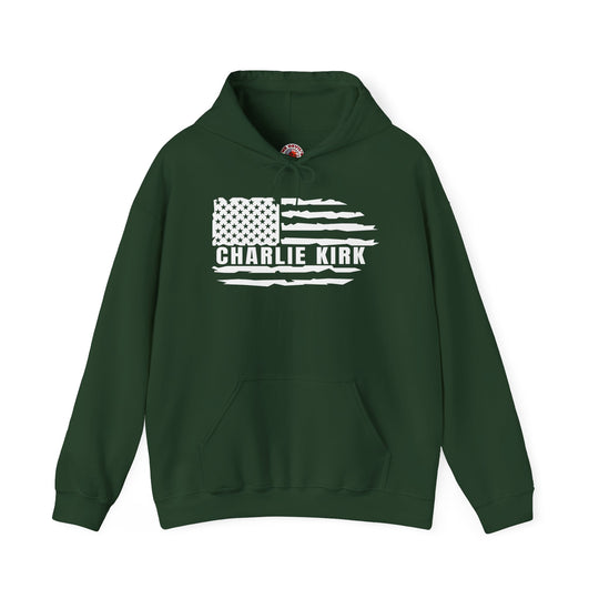 Charlie Kirk Flag Hooded Sweatshirt