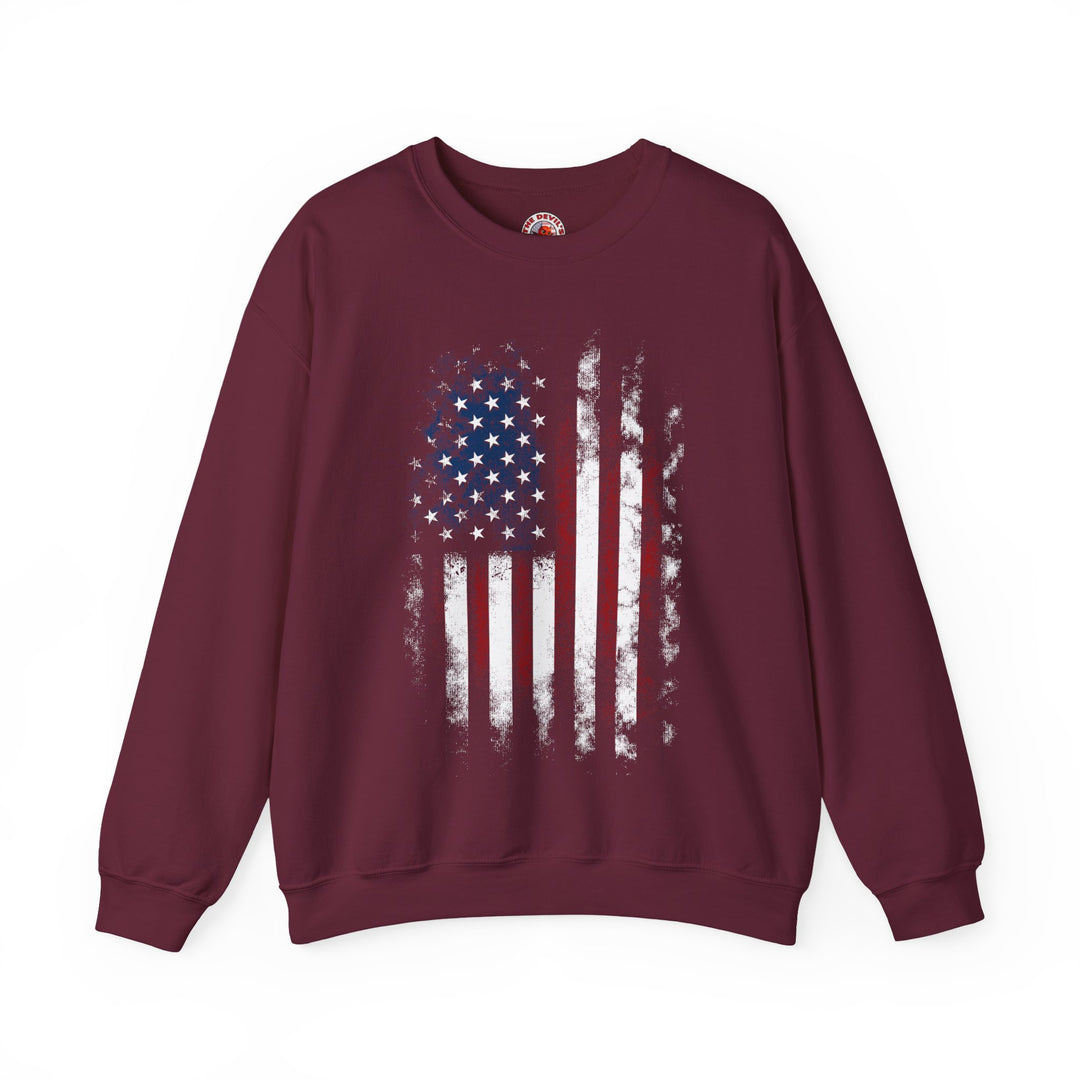 Distressed American Flag Crewneck Sweatshirt