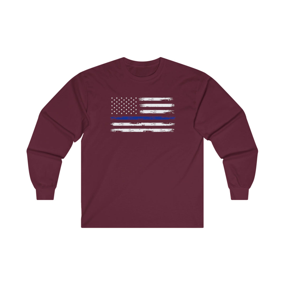 Thin Blue Line American Flag Long Sleeve Tee