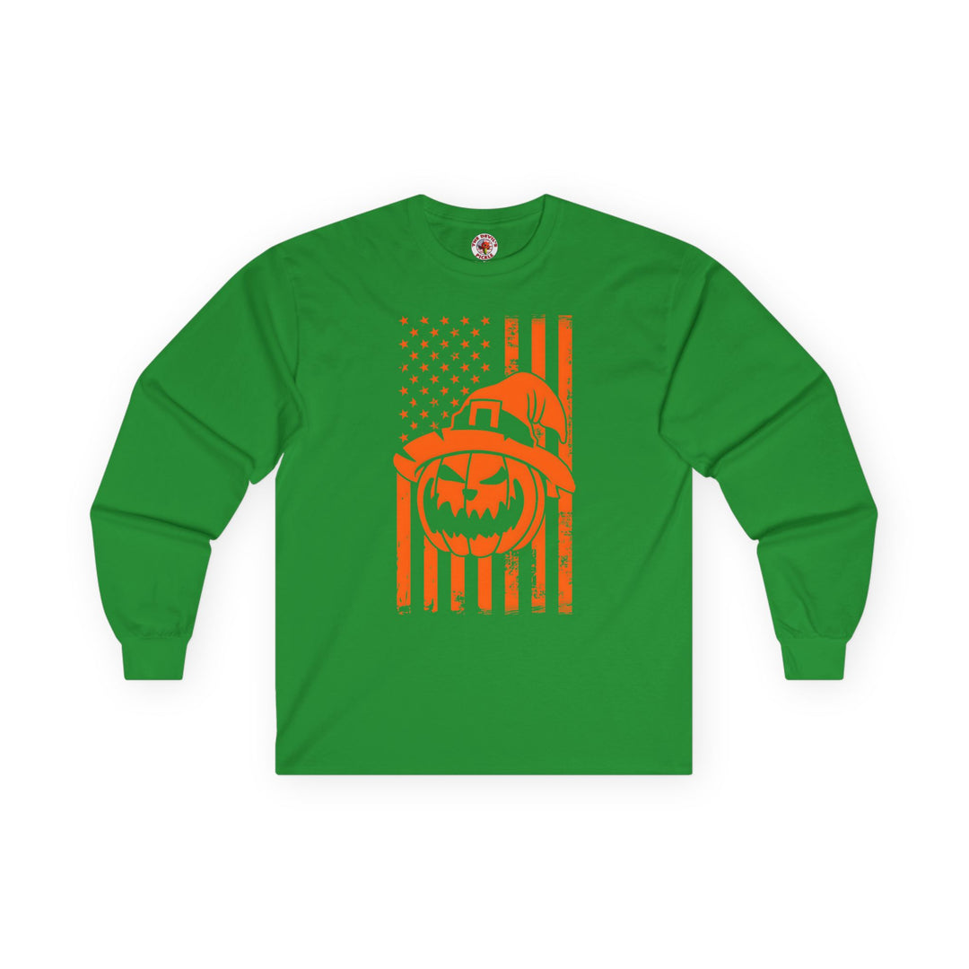 Pumpkin American Flag Long Sleeve Tee