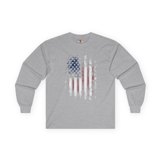 Distressed American Flag Long Sleeve Tee