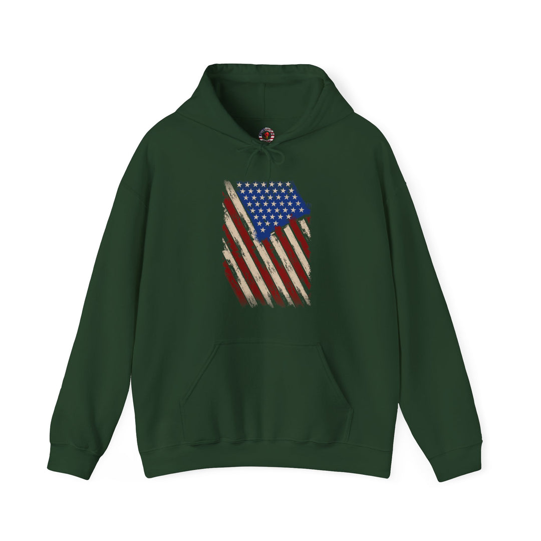 Distressed American Flag Hooded Sweatshirt