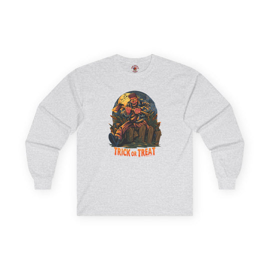 Axe Wielding Zombie Trick or Treat Long Sleeve Tee
